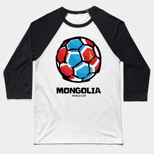 Mongolia Football Country Flag Baseball T-Shirt by KewaleeTee